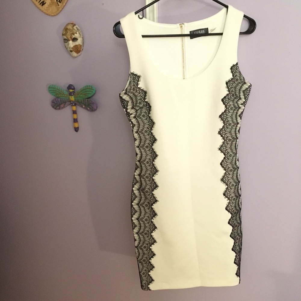Guess White Lace Trim Dress